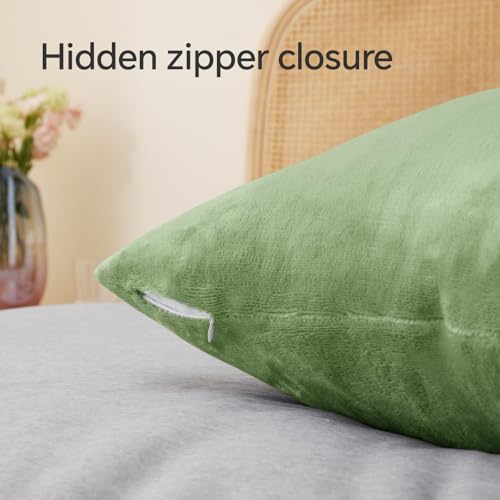 Flannel Pillow Cases Queen Size Set of 2 (Sage Green / 30" x 20" (Pack of 2))