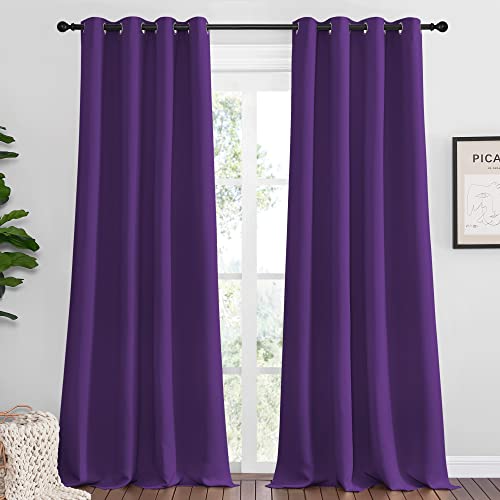 Royal Purple Blackout Curtains 102 inches Length for Living Room (Royal Purple / 55"W x 102"L (Pack of 2))