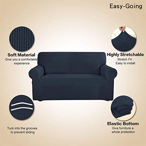 Stretch Loveseat Couch Covers Washable Dark Blue (Medium Loveseat / Dark Blue)