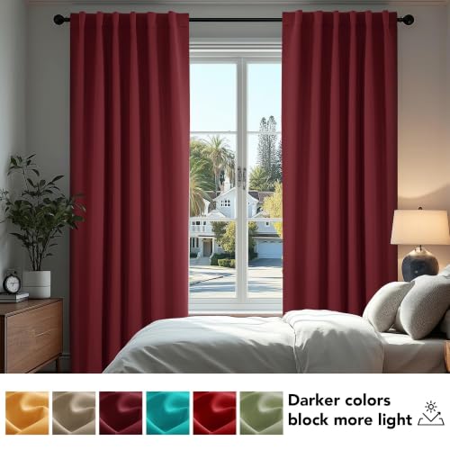 Blackout Curtains for Bedroom 108 Inches Long (Maroon Red / 70"W x 108"L (Pack of 2))