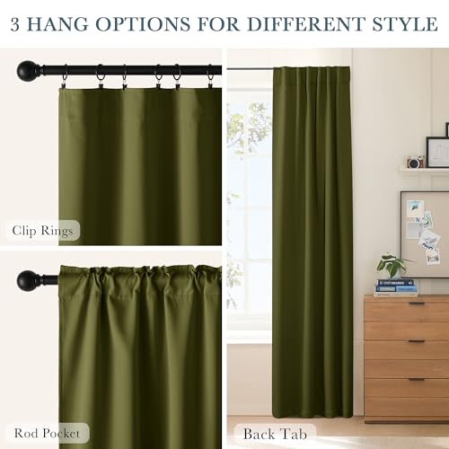 Blackout Kitchen Curtains (Olive Green / 42"W x 45"L (Pack of 2))