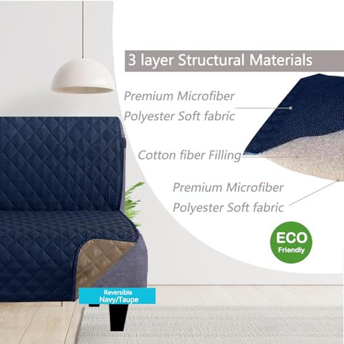 Futon Sofa Covers 68''Armless Couch Cover (Navy/Taupe / 68''futon)
