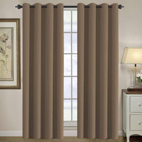 Blackout Curtain for Living Room Thermal Insulated Window Treatment Curtain Extra Long 84 inch Length Energy Saving Solid Grommet Top Blackout Drape (52"W x 84"L (Pack of 1) / Macchiato)