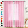 Basic Rod Pocket Sheer Voile Window Curtain Panels Pink 1 Pair 2 Panels 52 Width 90 Inch Long for Kitchen Bedroom Children Living Room Yard（Pink (Pink / 52"W x 90"L (Pack of 2))