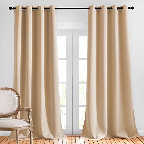 Blackout Curtains & Drapes for Living Room (Biscotti Beige / 52"W x 90"L (Pack of 2))