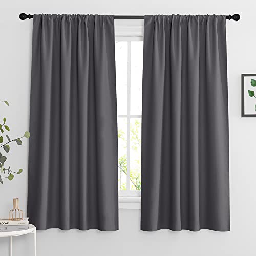 Blackout Curtains for Bedroom Living Room Nursery 63 inches Long (Grey / 42"W x 63"L (Pack of 2))
