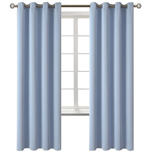 Spa Blue Room Darkening Curtains 72 Inch for Bedroom (Spa Blue / 52"W x 72"L (Pack of 2))