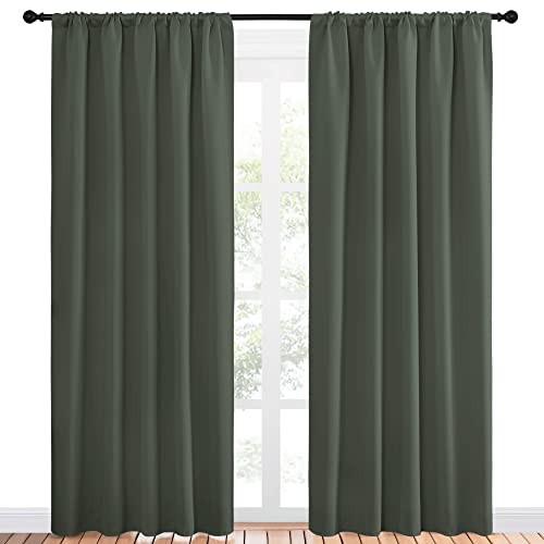 Bedroom Curtains Blackout Draperies (Dark Mallard / 52"W x 84"L (Pack of 2))