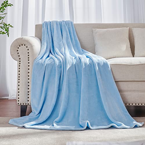 Light Blue Fleece Plush Throw Blanket 50"x60"for Couch Fuzzy Cozy Flannel (Light Blue / Throw(50"×60"))