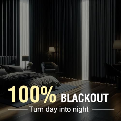 100% Blackout Linen Curtains 54" L 2 Panels Navy (Navy / 42"W x 54"L (Pack of 2))