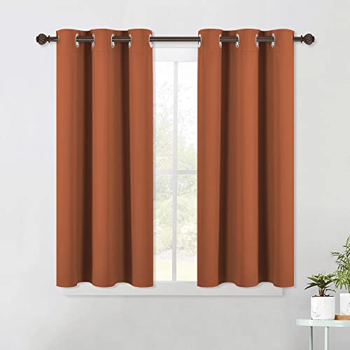 Burnt Orange Modern Blackout Curtains for Small Window (Burnt Orange / 42"W x 45"L (Pack of 2))