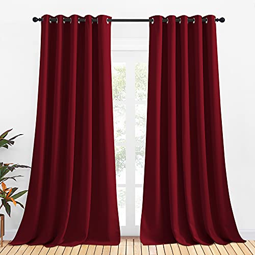 Christmas Burgundy Window Curtains Blackout Drapes (Burgundy Red / 70"W x 95"L (Pack of 2))