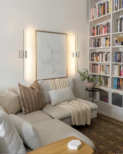 Nickel Battery Operated Wall Sconce with Remote Control 32 Inch (Sand Nickel / 32 Inch(2 Pack))
