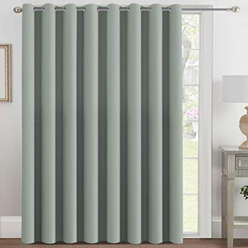 Blackout Patio Curtains 100 x 108 Inches for Sliding Door Extral Wide Blackout Curtain Panels Thermal Insulated Room Divider (100"W x 108"L (Pack of 1) / Light Sage)