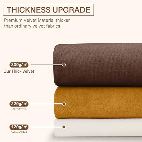 Reddish Brown Velvet Curtains for Living Room 96 inches (Brown Series - Reddish Brown / 52"W x 96"L (Pack of 2))