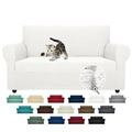 Super Stretch Couch Cover Love Seat Sofa Covers for Living Room Dogs Pet Friendly Furniture Protector Spandex Loveseat Slipcovers with Anti Slip Foam Sticks (White / Medium (57"-70"))