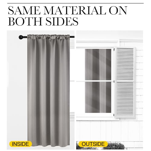 Chrome Gray Room Darkening Curtains for Cafe 42" x 63" 2 Panels (Chrome Gray / 42"W x 63"L (Pack of 2))