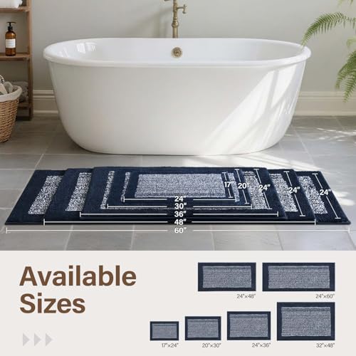 Bathroom Rugs 24x17 Non Slip Washable (Dark Blue / 1'5" x 2' (Rectangular))