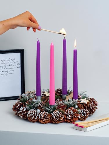 10 Inch Advent Taper Candles Set of 4 (Tapered 10 inch / Advent Purple)