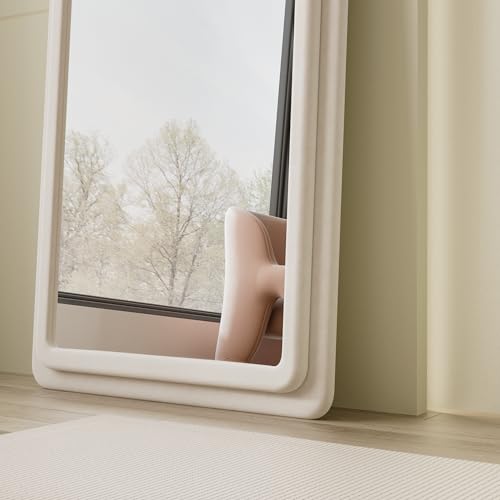 Floor Mirror Full Length Mirror with Stand (Arched - White)