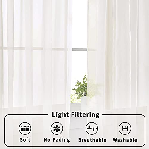 Ivory Curtains 108 inches Extra Long 2 Panels Set (40"W x 108"L (Pack of 2) / Ivory)