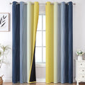 Navy Blue and Yellow Ombre Blackout Curtains for Living Room 102 Inch Long (Navy Blue and Yellow / 52"W x 102"L (Pack of 2))