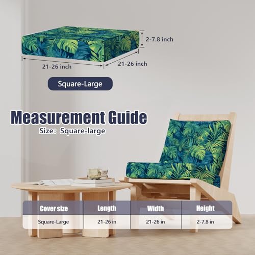 8Pcs Outdoor Cushion Covers (Rainforest / Square-large + Square)