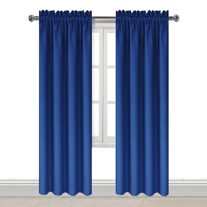 Blackout Curtains for Bedroom Living Room 38 x 84 Inch Long 2 Panels (Classic Blue / 38"W x 84"L (Pack of 2))