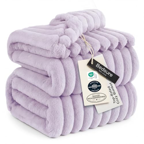Soft King Size Blankets for Bed Lavender Fog 108"x90" (Lavender Fog / King)