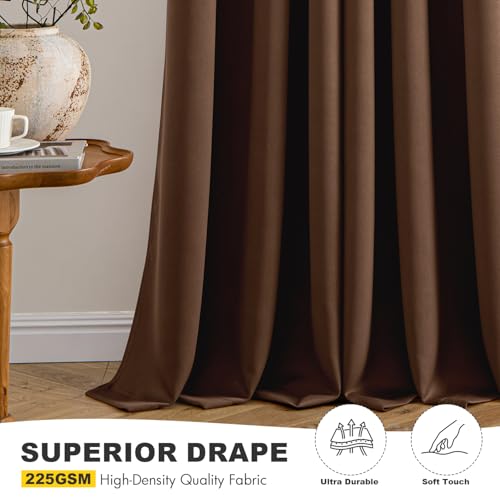 Blackout Curtains for Bedroom 2 Panels 40 x 96 Inch Cappuccino Brown (Cappuccino Brown / 40"W x 96"L (Pack of 2))