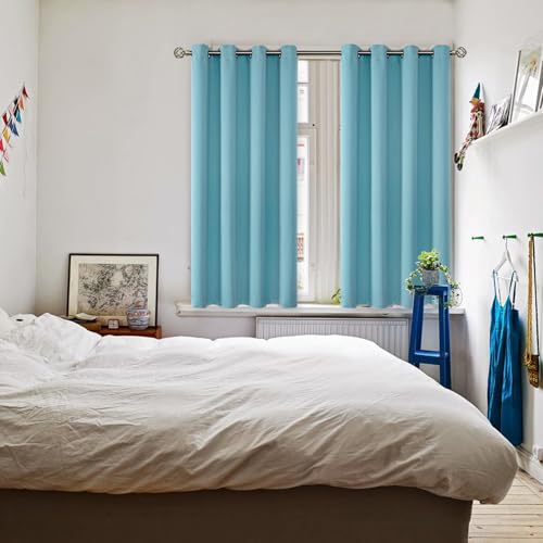 Short Curtains for Small Window 54 Inch Long (Aqua / 52"W x 54"L (Pack of 2))