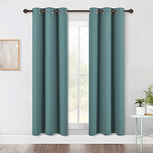 Modern Blackout Curtains Noise Reducing (Greyish Blue / 42"W x 72"L (Pack of 2))