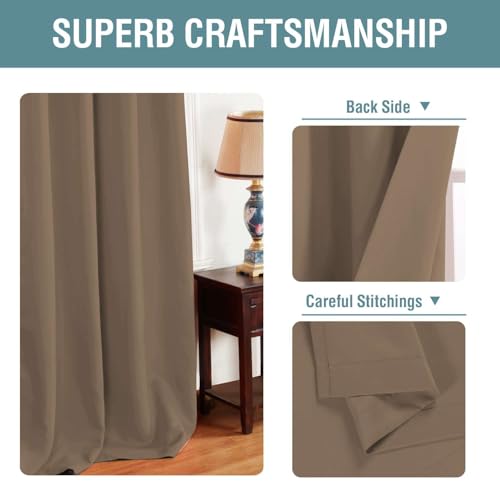 Blackout Curtain for Living Room Thermal Insulated Window Treatment Curtain 54 inch Length Energy Saving Solid Grommet Top Blackout Drape (52"W x 54"L (Pack of 1) / Macchiato)