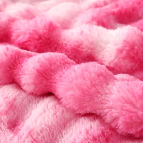 Soft Bubble Faux Fur Throw Blanket (Tie-dye Pink / 50“x60”)