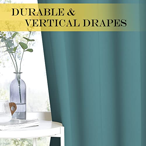 Blackout Patio Curtains 100 x 144 Inches Long for Sliding Door Extral Wide Blackout Curtain Panels Thermal Insulated Room Divider (Sea Teal / 100"W x 144"L (Pack of 1))