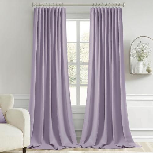 Lilac Back Tab Blackout Curtains 52x120 Inch Long 2 Panels Set (Lilac / 52"W x 120"L (Pack of 2))