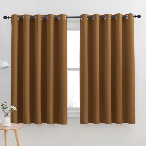 Blackout Curtain Panels for Bedroom (Gold Brown / 70"W x 63"L (Pack of 2))