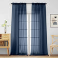 Navy Blue Sheer Curtains for Window 96 Inches Long 2 Panels (42"W x 96"L (Pack of 2) / Navy Blue)