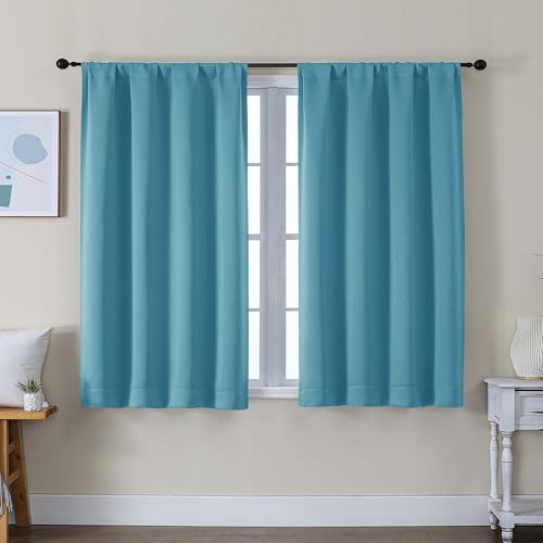 Ava Turquoise Short Blackout Curtains for Bedroom 45 Inches Long 2 Panels Set (Turquoise / 40"W x 45"L (Pack of 2))
