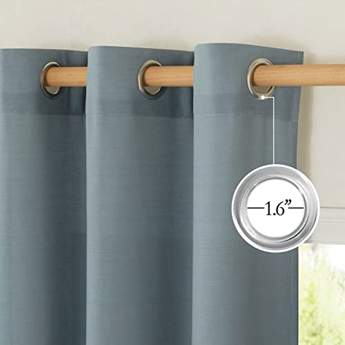 Linen Flax Semi Sheer Curtains 94" Length (Stone Blue / 55"W x 94"L (Pack of 2))