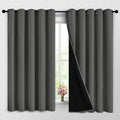 Dark Grey 100% Blackout Curtains 63 Inches Long 62" Wide 2 Panels (62"W x 63"L (Pack of 2) / Dark Grey)