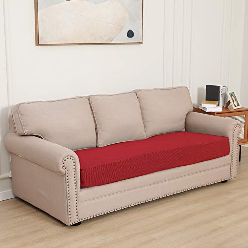 Stretch 1 Piece Couch Cushion Cover for Sofa (Large / Christmas Red)