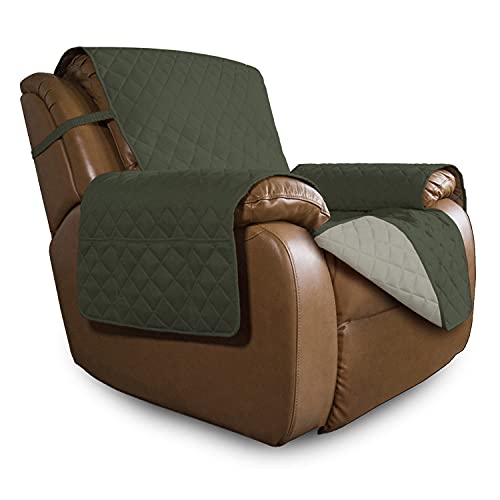Reversible Couch Cover (Army Green/Beige / Large Recliner)