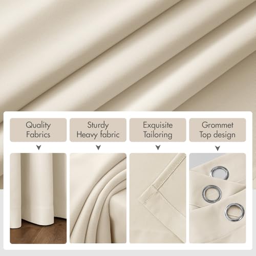 Birch Blackout Bedroom Curtains Drapes 84 Inch Long 52"x84" (Birch / 52"W x 84"L (Pack of 2))