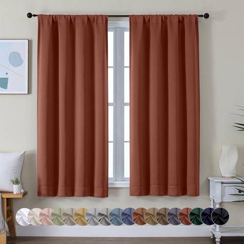 Ava Terracotta Blackout Curtains for Bedroom 63 Inch Length 2 Panels (Terracotta / 40"W x 63"L (Pack of 2))