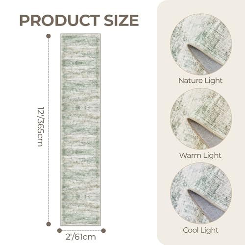 2x12 Runner Rug Non Slip (Green/Yellow/Ivory / 2' x 12' (Runner))