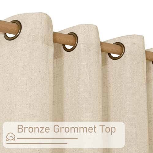 Extra Long Linen Curtains 108 inch Long for Living Room 2 Panels (52"W x 108"L (Pack of 2) / Linen)