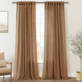 Brown Curtains for Living Room Back Tab Modern Farmhouse Semi Sheer Curtains 144 inches Long 2 Panels Set Muted Neutral Window Curtain for Dining Room Bedroom 52x144 (Brown / 52"W x 144"L (Pack of 2))