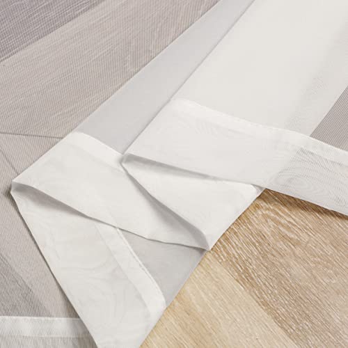Ivory Sheer Scarf Valances for Windows 216 Inch Extra Long (Ivory / 42"W x 216"L (Pack of 2))