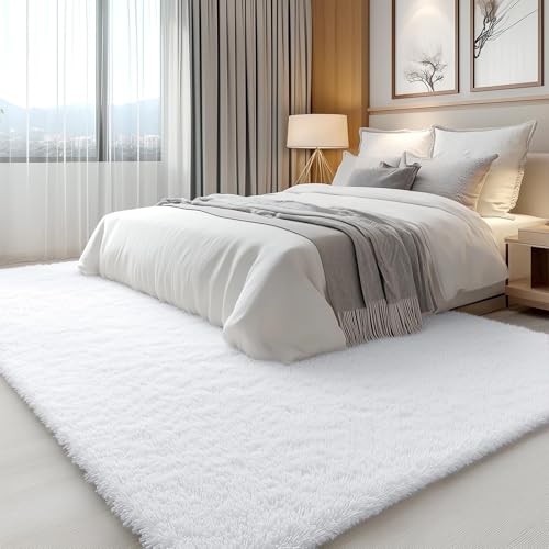 6x6 Area Rugs for Living Room Bedroom (6x6 Ft Square / White)